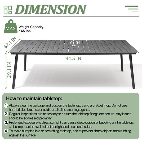 VredHom Outdoor Patio Aluminum Dining Table