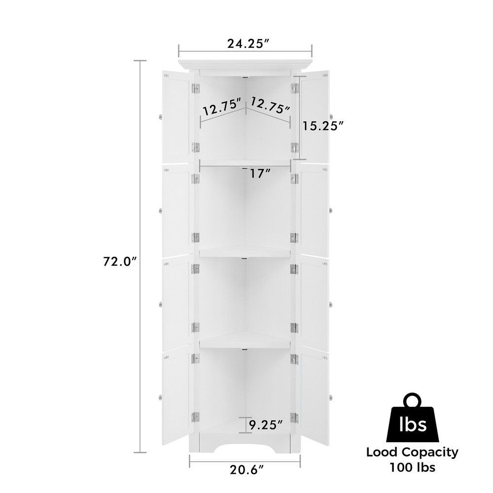 Tall Storage Cabinet with Doors and 4 Shelves for Living Room