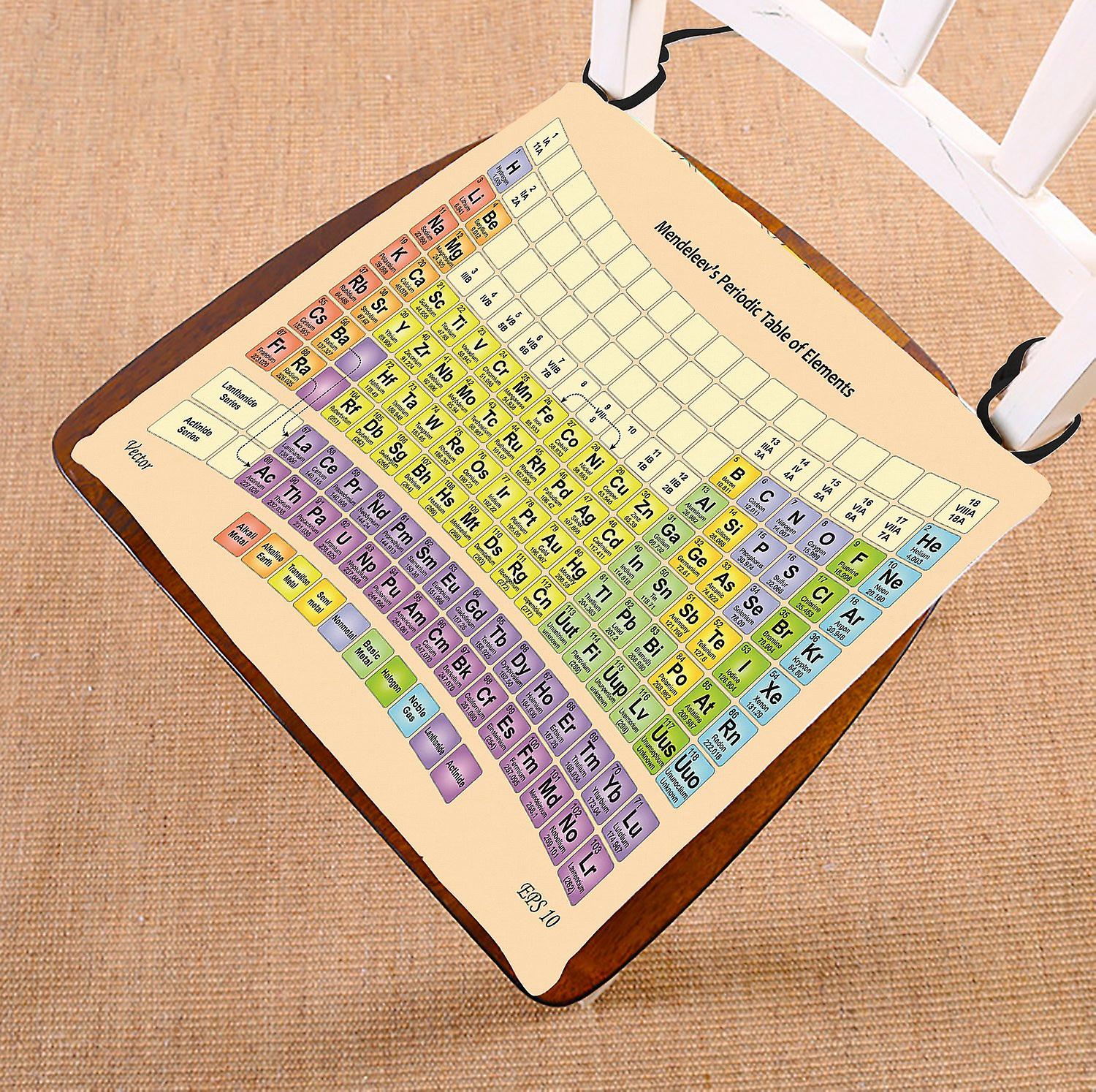 Educational Chair Pad， Periodic Table Of The Elements For Smart Adults And Children Seat Cushion Chair Cushion Floor Cushion 50x50 Cm B--20610