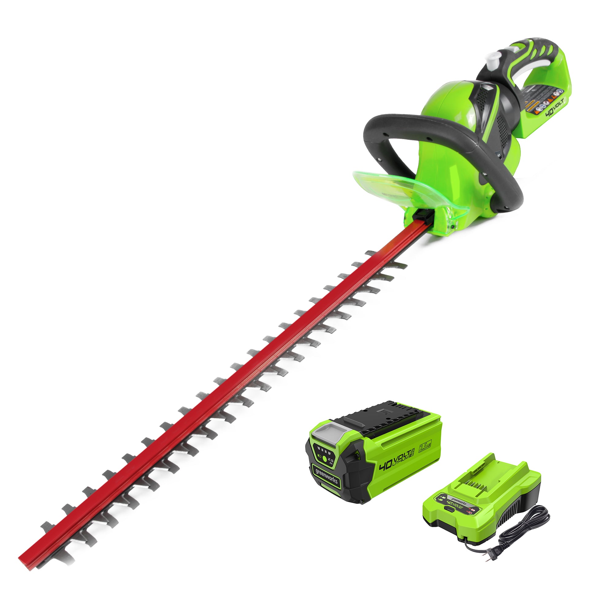 Greenworks 40V 24 in. Cordless Hedge Trimmer with 2Ah Battery and Charger