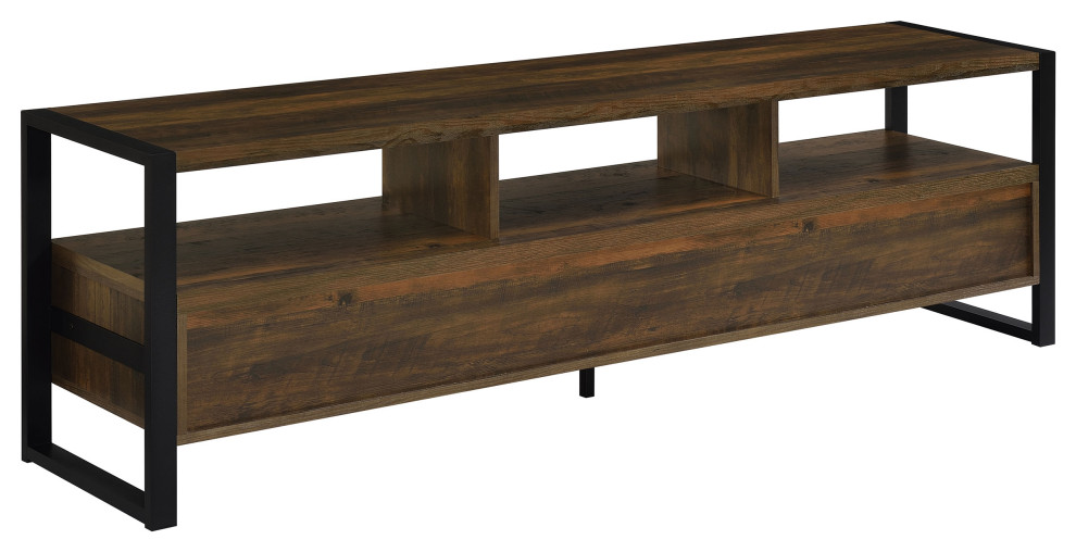 James 3 drawer Composite Wood 71 quotTV Stand Dark Pine   Modern   Entertainment Centers And Tv Stands   by Modon  Houzz