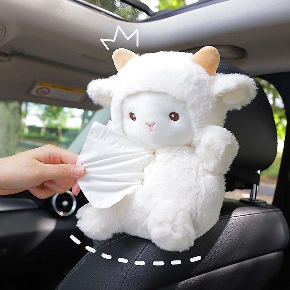 Car Plush Tissue Box Cute Cartoon Animal Style Tissue Holder Hanging Bag Napkin Holder For Desk Bedroom Living Room Car Sofa Type 1