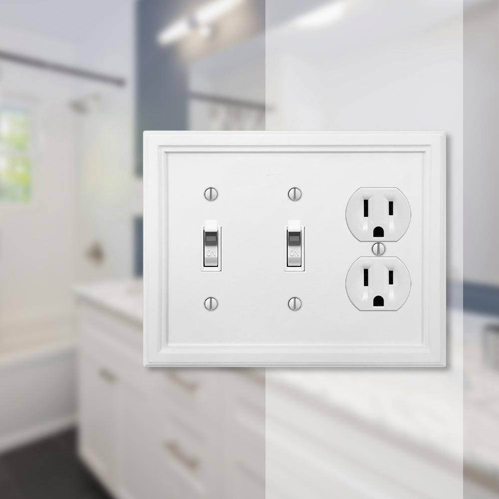 AMERELLE Elly 3 Gang 2-Toggle and 1-Duplex Composite Wall Plate - White 4052TTDW