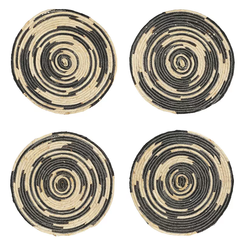 Cravings By Chrissy Teigen 4 Piece 14 Inch Corn Husk Wicker Placemat in Black