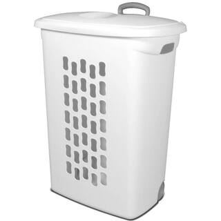 Sterilite White Laundry Hamper With Lift-Top Wheels And Pull Handle (6 Pack) 6 x 12228003