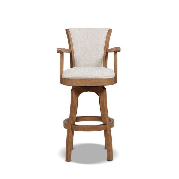 Williams Oak Wood Swivel Bar Stool and Counter Stool with Armrests