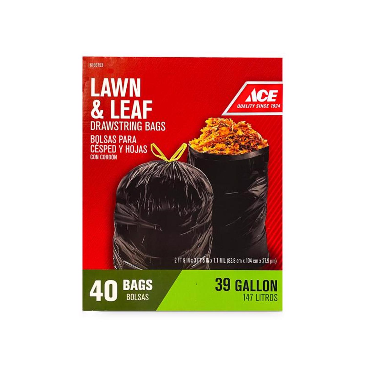 Ace 39 gal Lawn and Leaf Bags Drawstring 40 pk