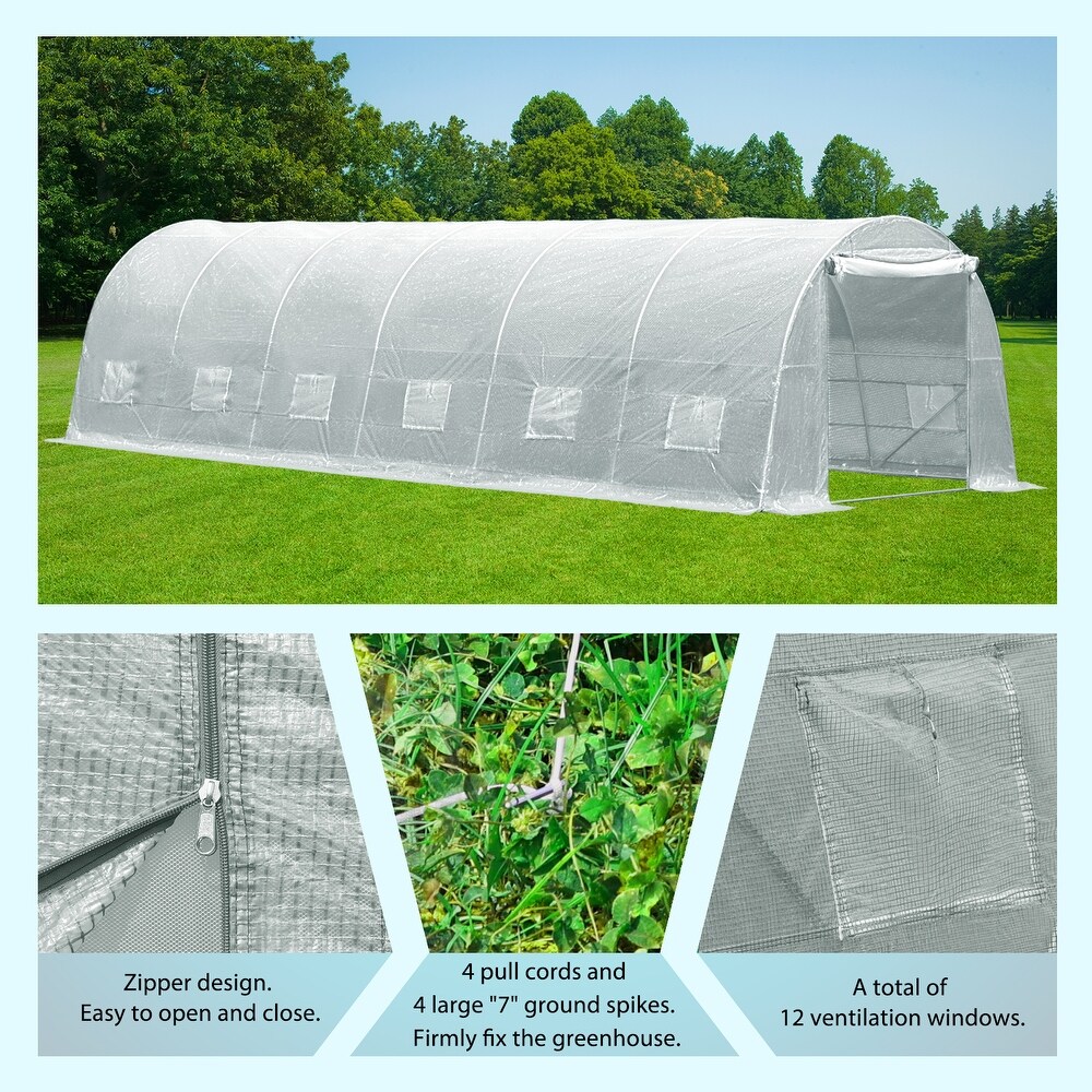 Aoodor Patio Greenhouse Heavy Duty Frame Portable Hot House with 1 Zippered Screen Doors