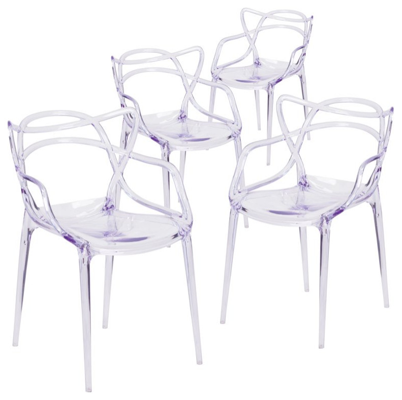 Set of 4 Outdoor Stackable Chair  Unique Design With Transparent Crystal Finish   Contemporary   Outdoor Dining Chairs   by Decorn  Houzz