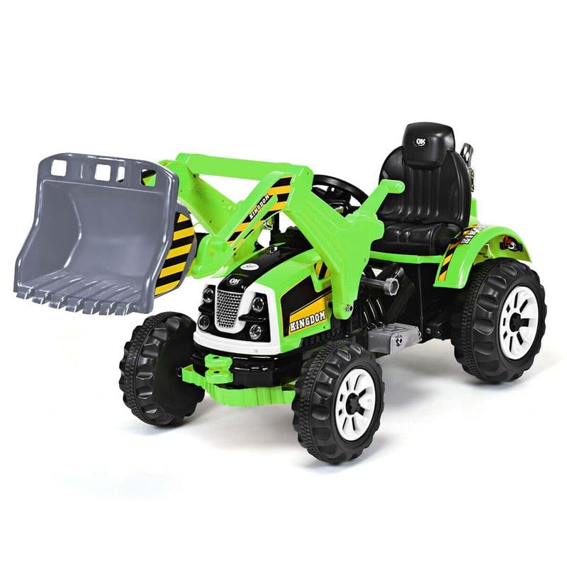 Kids Ride on Excavator, 12V Battery Powered Construction Vehicles Dumper Truck Toy with Front Loader Shovel