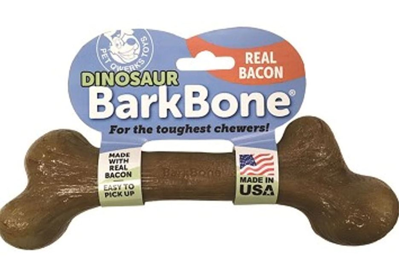 Pet Qwerks Dinosaur Barkbone Dog Chew， Bacon Flavor， Large