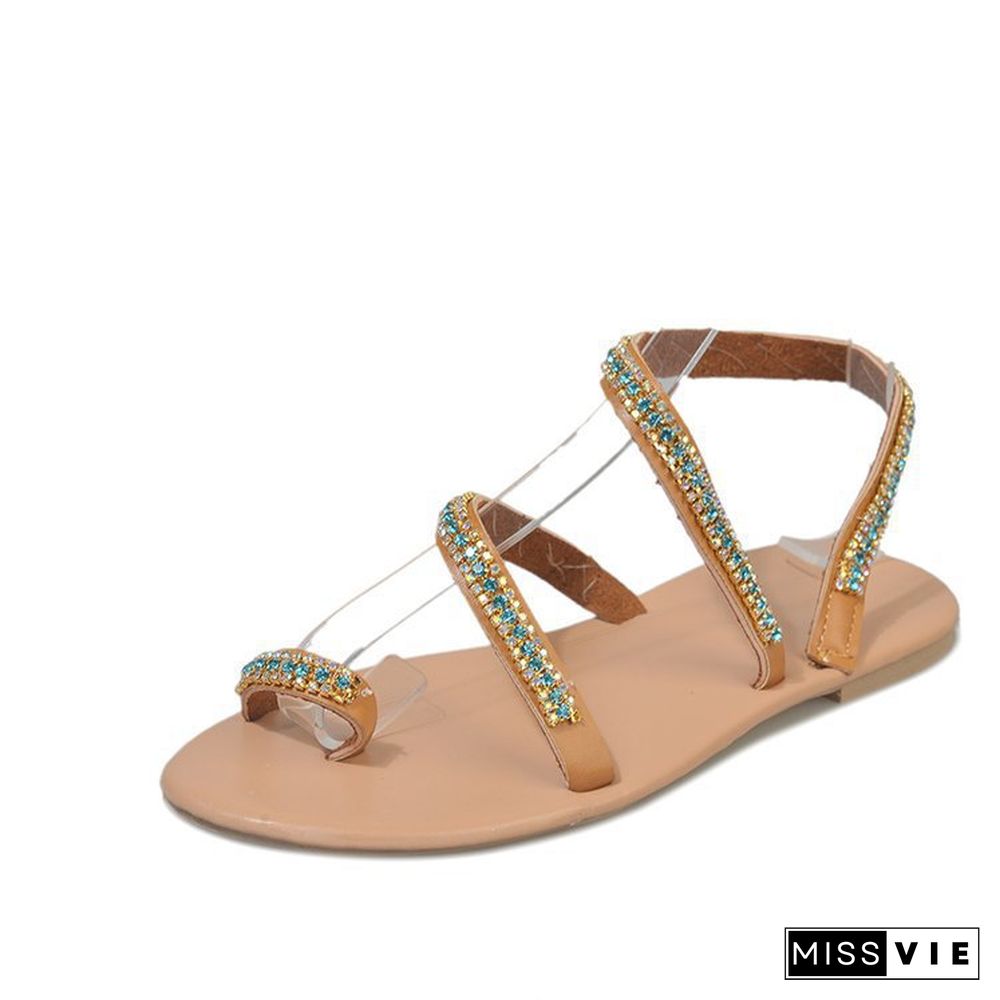 Women's Rhinestones Casual Flat Round head Sandals