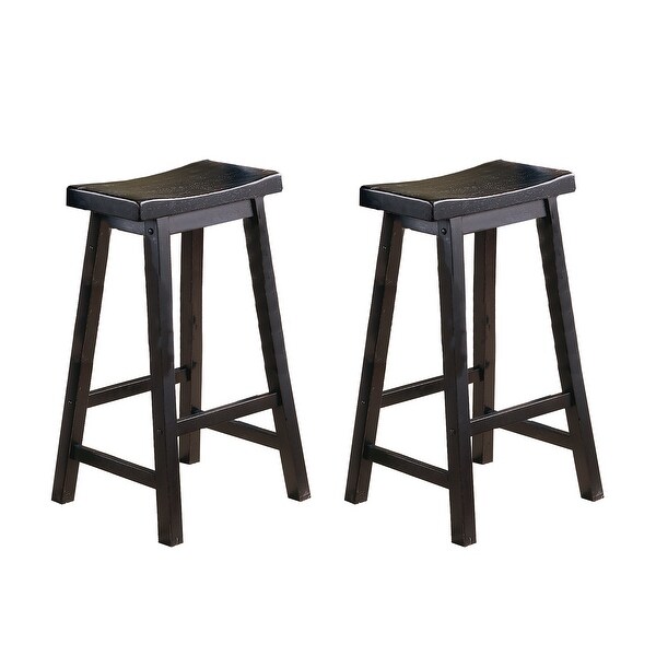 Casual Dining 29-inch Bar Height Stools 2pc Set Saddle Seat Solid Wood