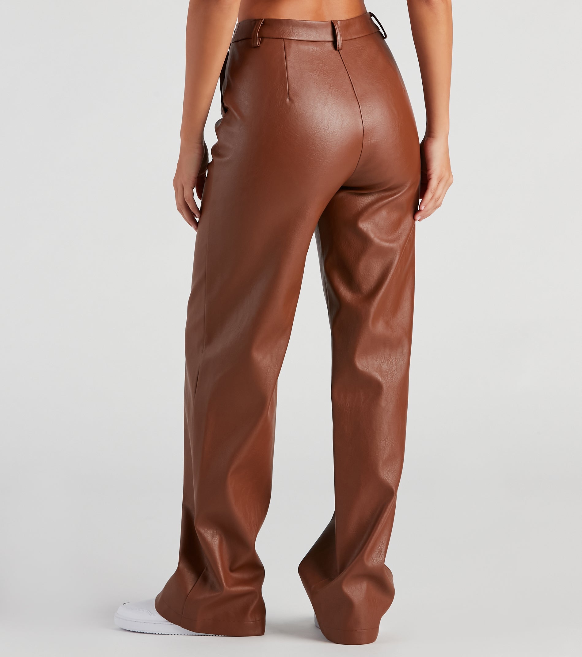 Sleek Faux Leather Straight-Leg Pants