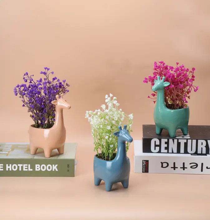 Factory custom flowerpot  succulent potted plants  Animal shaped tabletop ceramic pots for plants