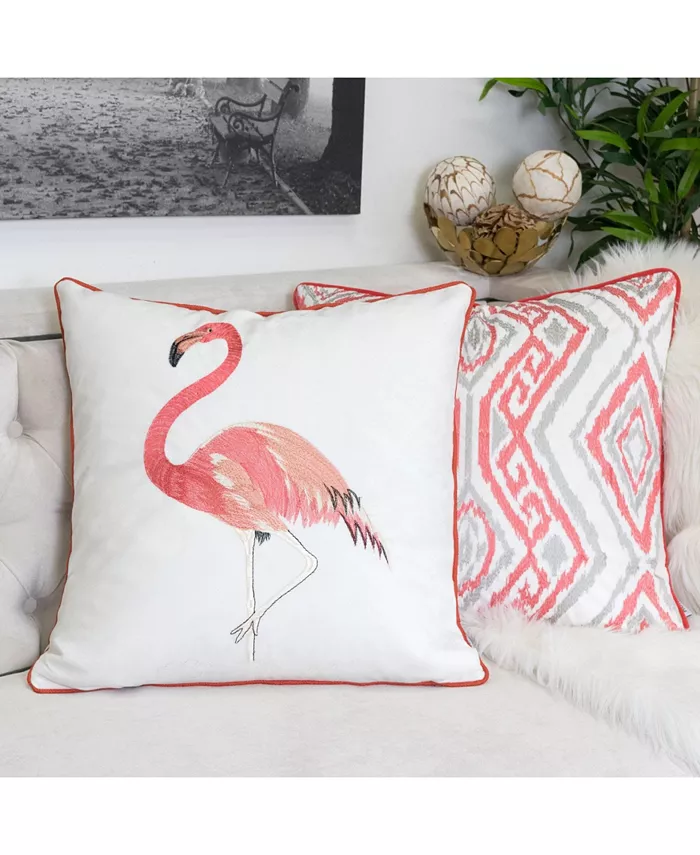 Homey Cozy Flamingo Square Decorative Throw Pillow