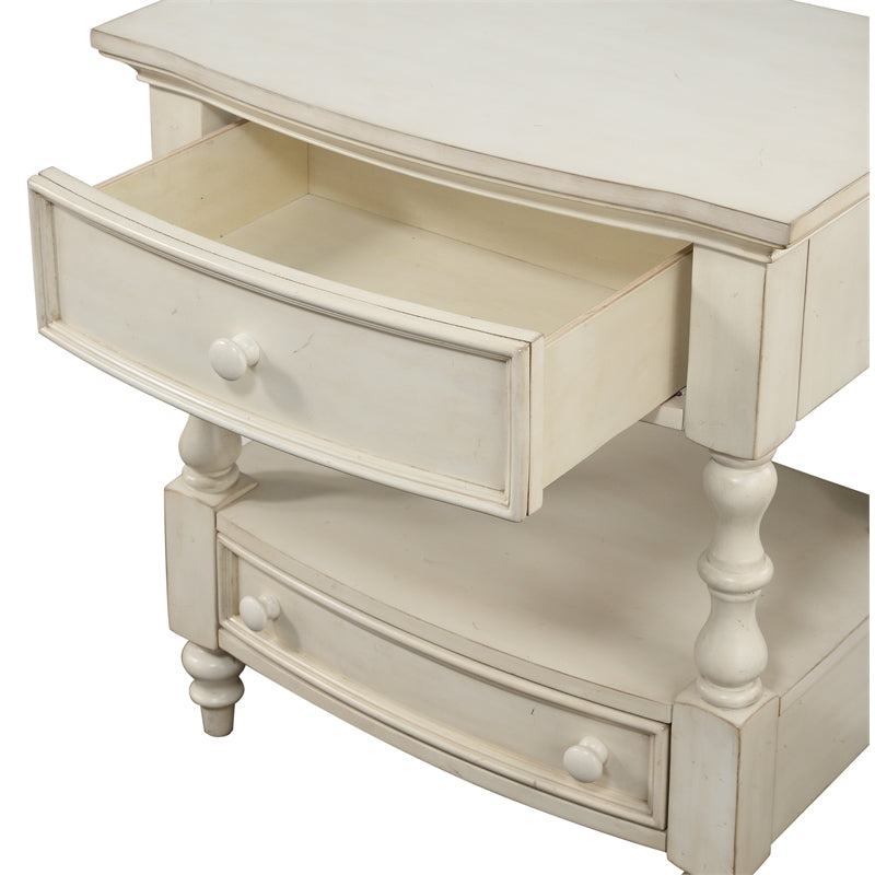 Comfort Pointe Shelton 2-Drawer Wood Nightstand in Antique White