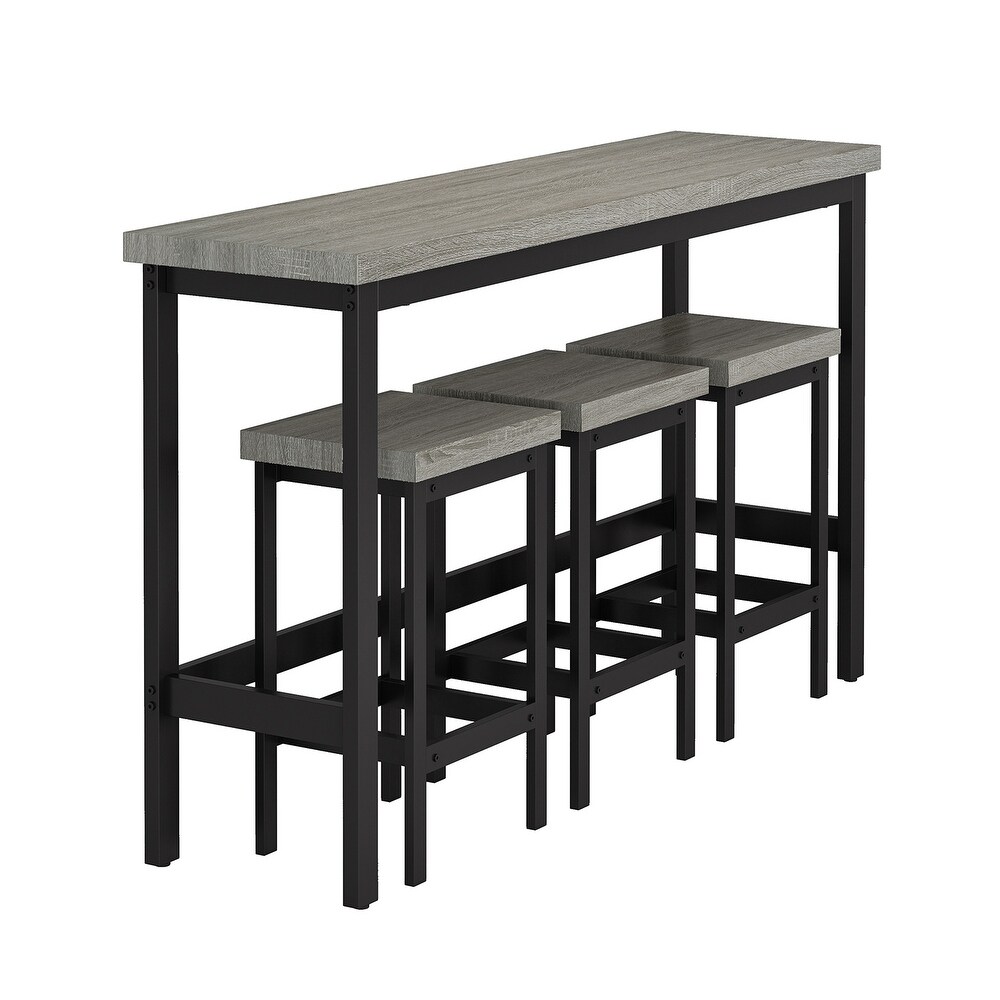 Counter Height Extra Long Dining Table Set with 3 Stools
