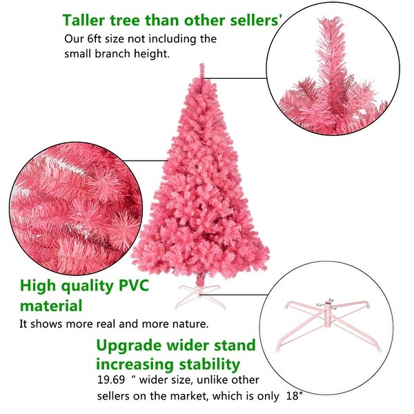 6ft Pink Artificial Christmas Tree with 1000 Branchs