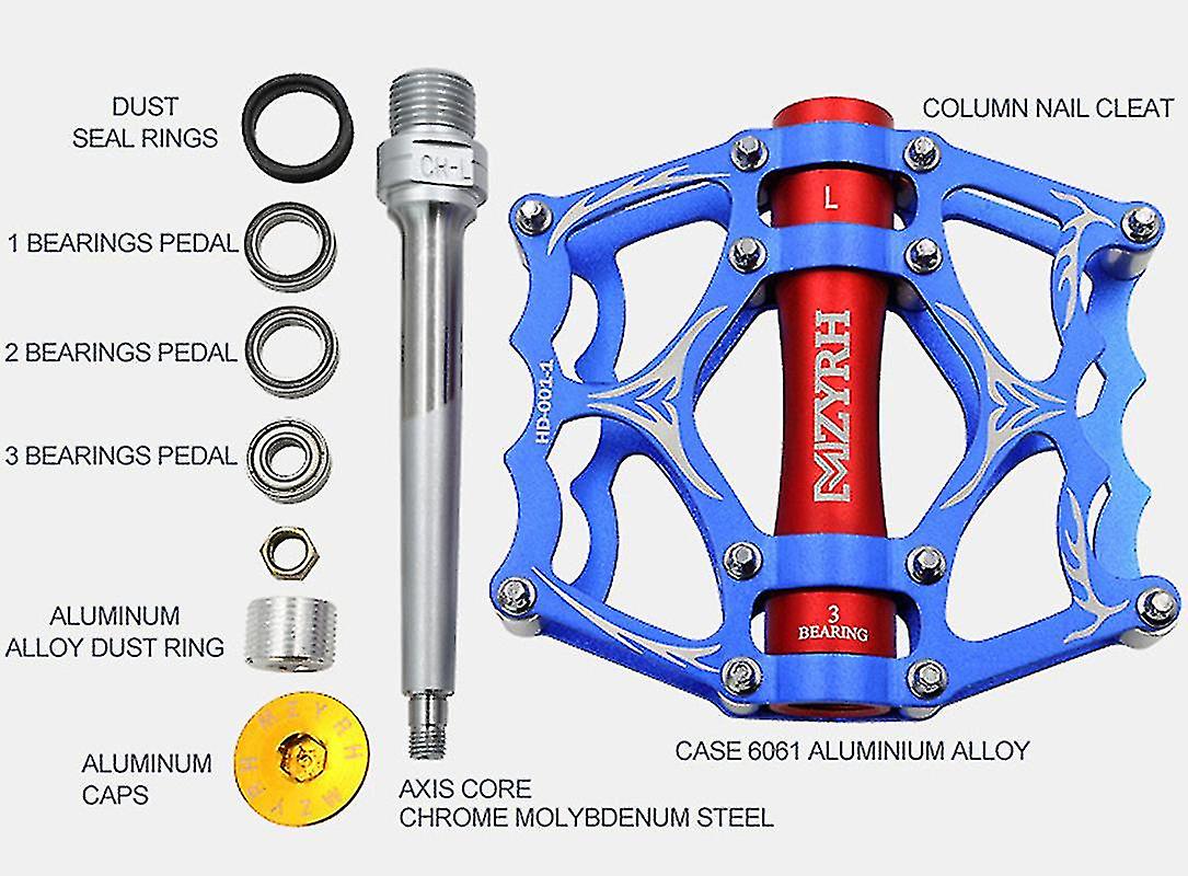 Mountain Bike Pedals， 3 Bearing Composite 9/16   High-strength Non-slip Surface， Gold+titanium