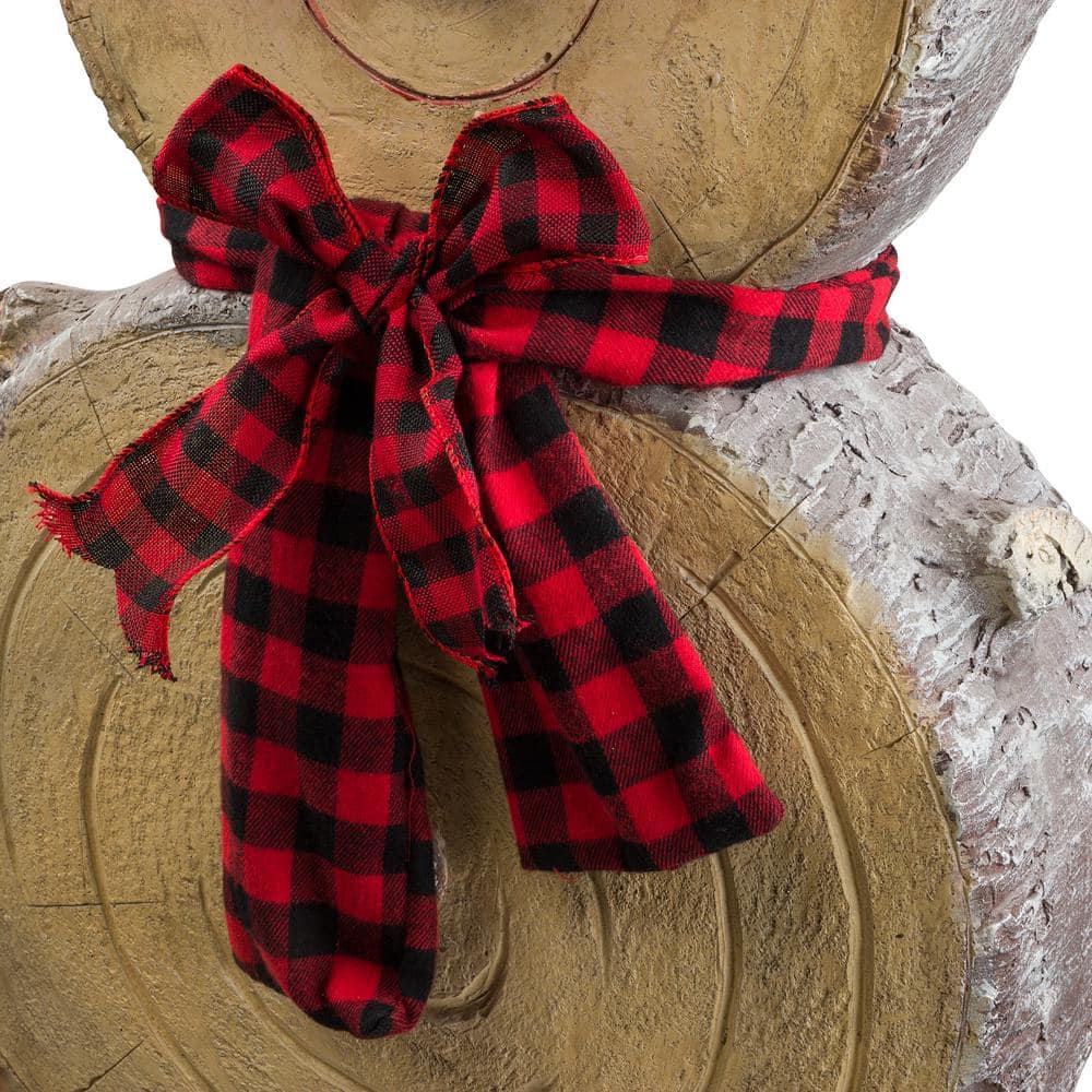 Alpine Corporation 46 in. Tall Extra Large Christmas Snowman Statue with Wood Texture WTJ102L