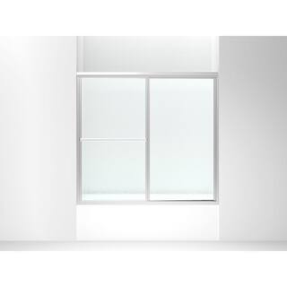 Sterling Deluxe 59-38 in. x 56-14 in. Framed Sliding Tub Door in Silver with Rain Glass Texture 5906-59S