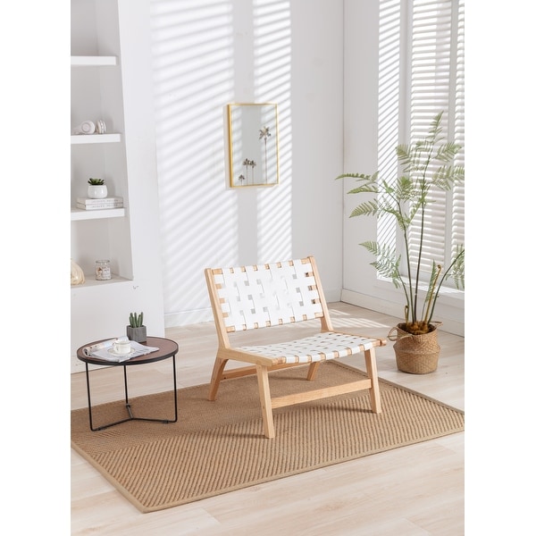 Solid Wood Frame Chair With White Wool Carpet