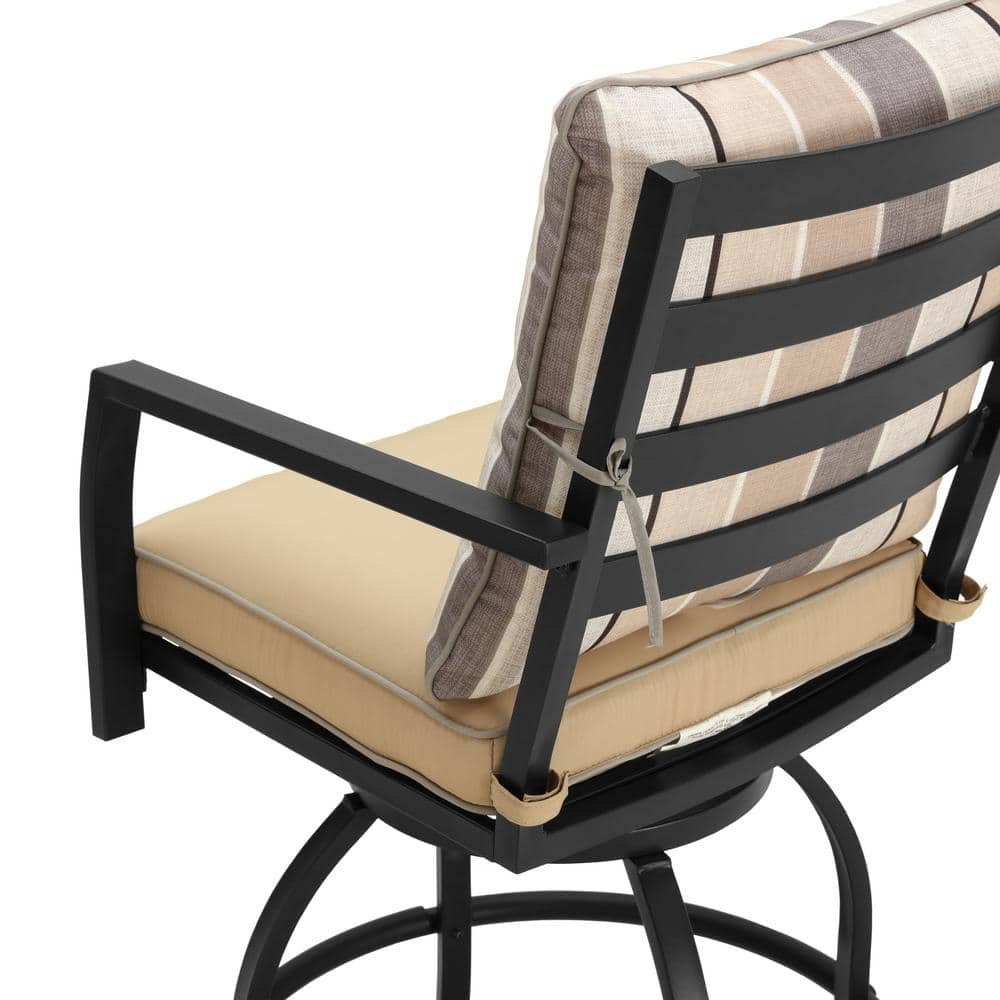 Patio Festival Swivel Metal Outdoor Bar Stool with Beige Cushion (2-Pack) PF18264