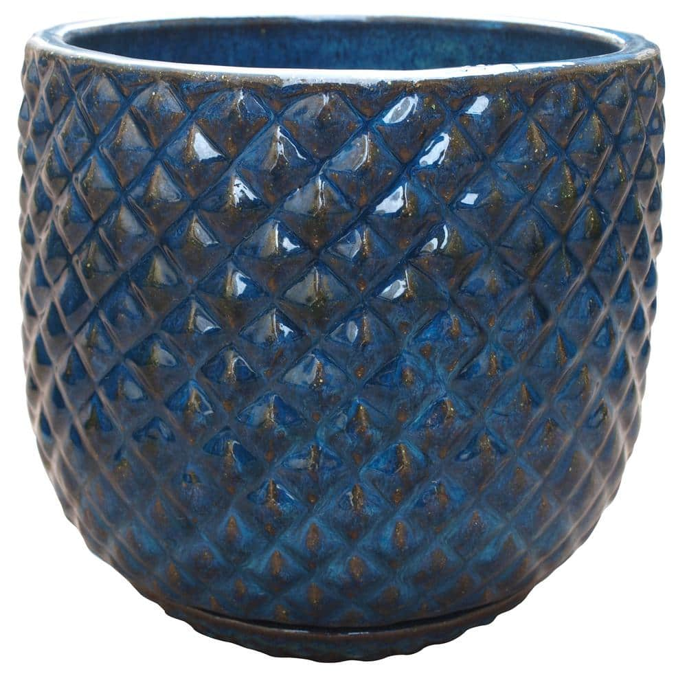 Vigoro 18 in. Blue Preston Ceramic Planter Decorative Pot CR00869S-180M