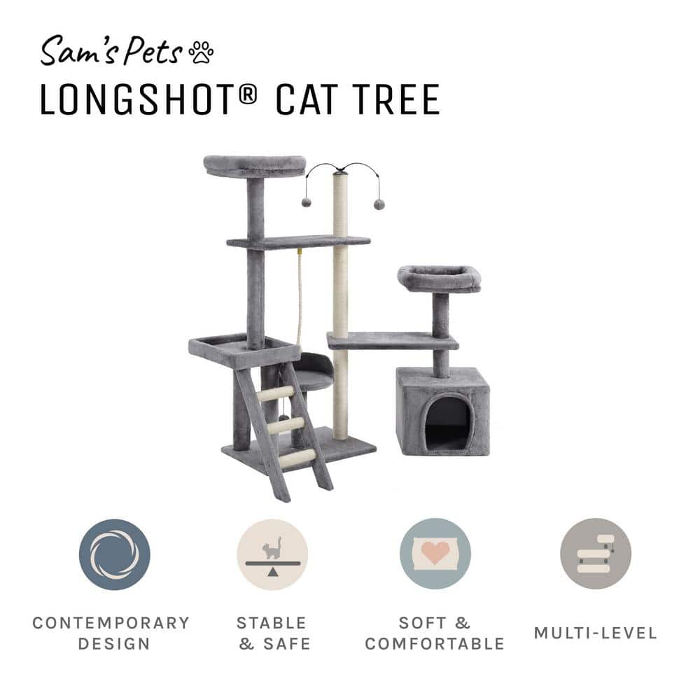 Sam's Pets Longshot 53.5 in. Gray Cat Tree SP-CT1264GY