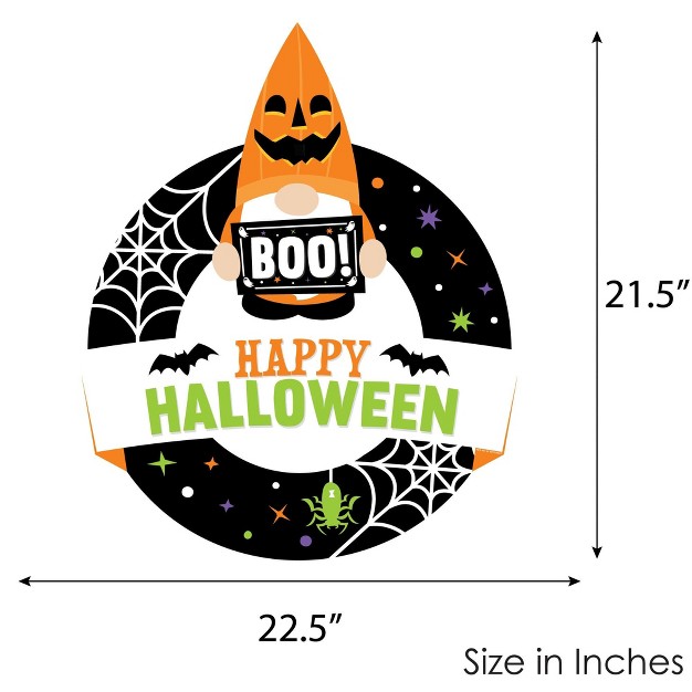 Big Dot Of Happiness Halloween Gnomes Outdoor Spooky Fall Party Decor Front Door Wreath