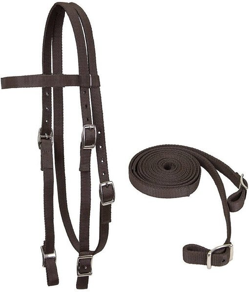 Tahoe Tack Double Layered Nylon Western Horse Headstall and Reins， Full