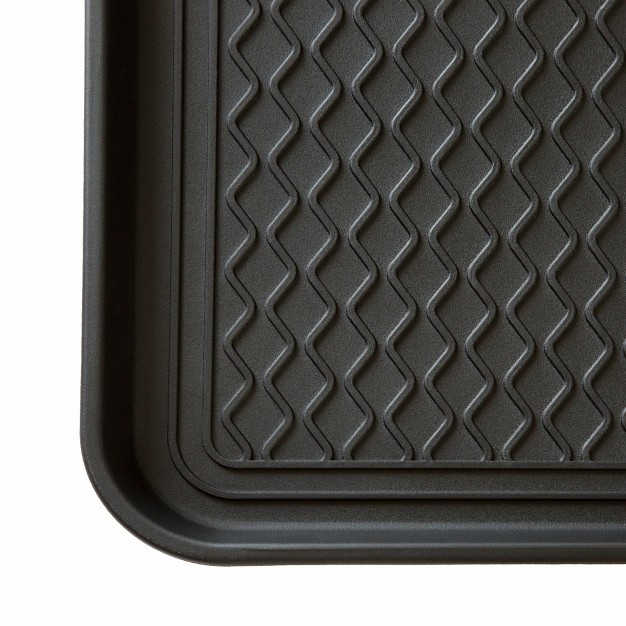 All Weather Boot Tray With Water Resistant Plastic Utility Shoe Mat For Indoor And Outdoor Black