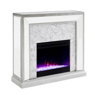 Southern Enterprises Legamma Color-Changing 44 in. Electric Fireplace in Antique Silver HD013640