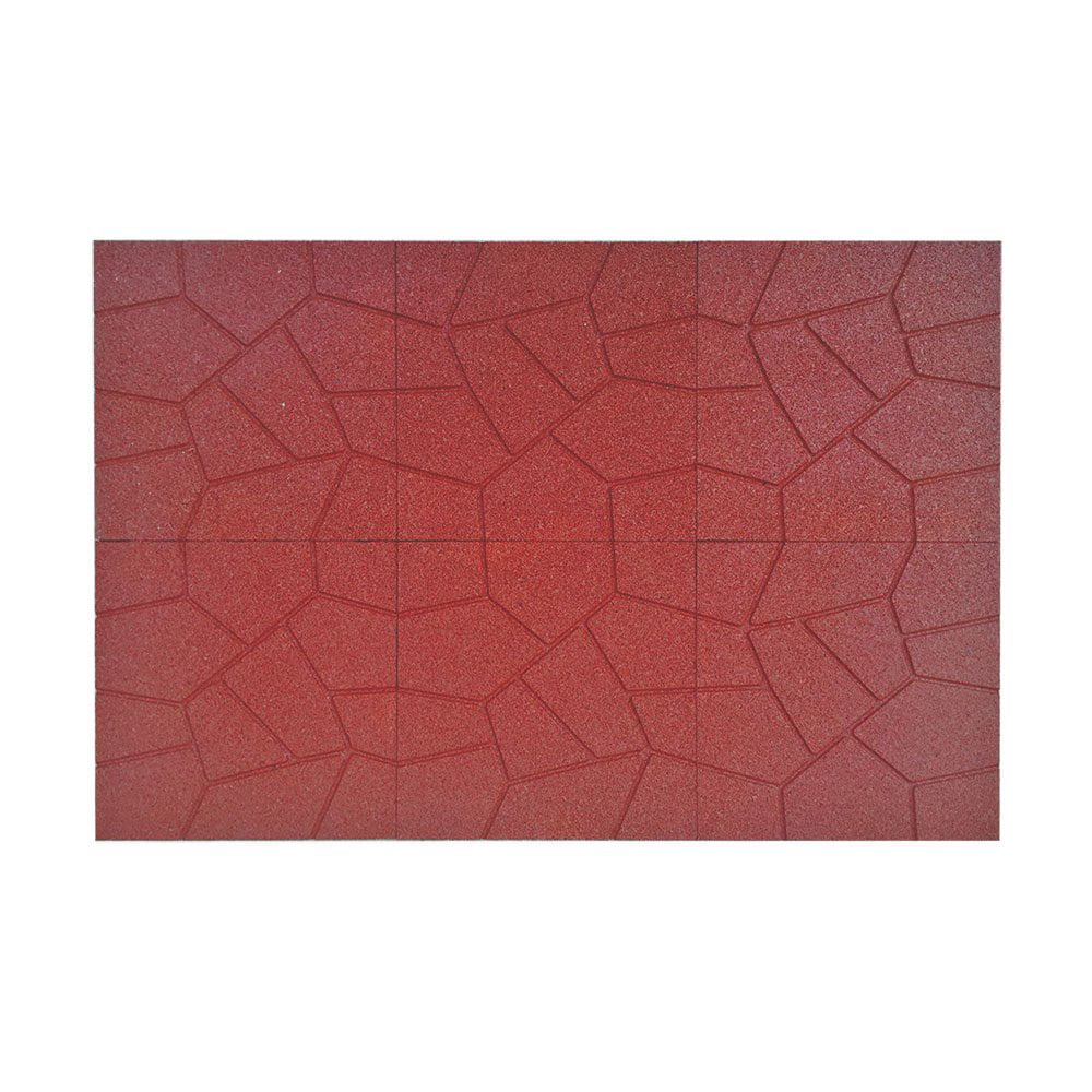 RevTime Dual-Side Garden Rubber Paver 16"x16" for Patio Paver, Step Stone and Walk Way, Safety Rubber Tile Red (Pack of 6) Flooring Materials