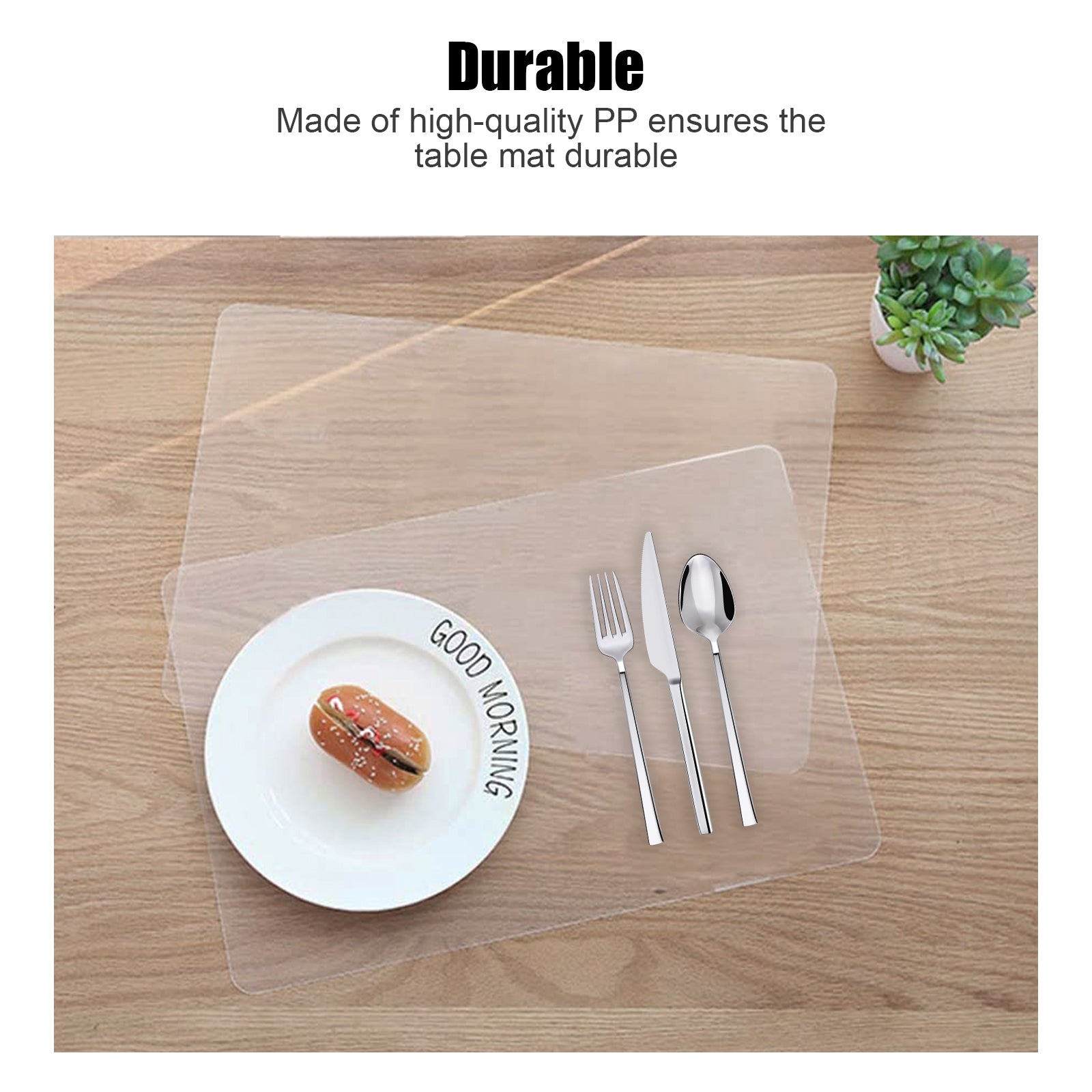 4pcs Clear Placemats for Dining Table， EEEkit 16x12inch Plastic Dining Mats， Heat Resistant Washable Kitchen Table Mats， Non-Slip Translucent Placemats