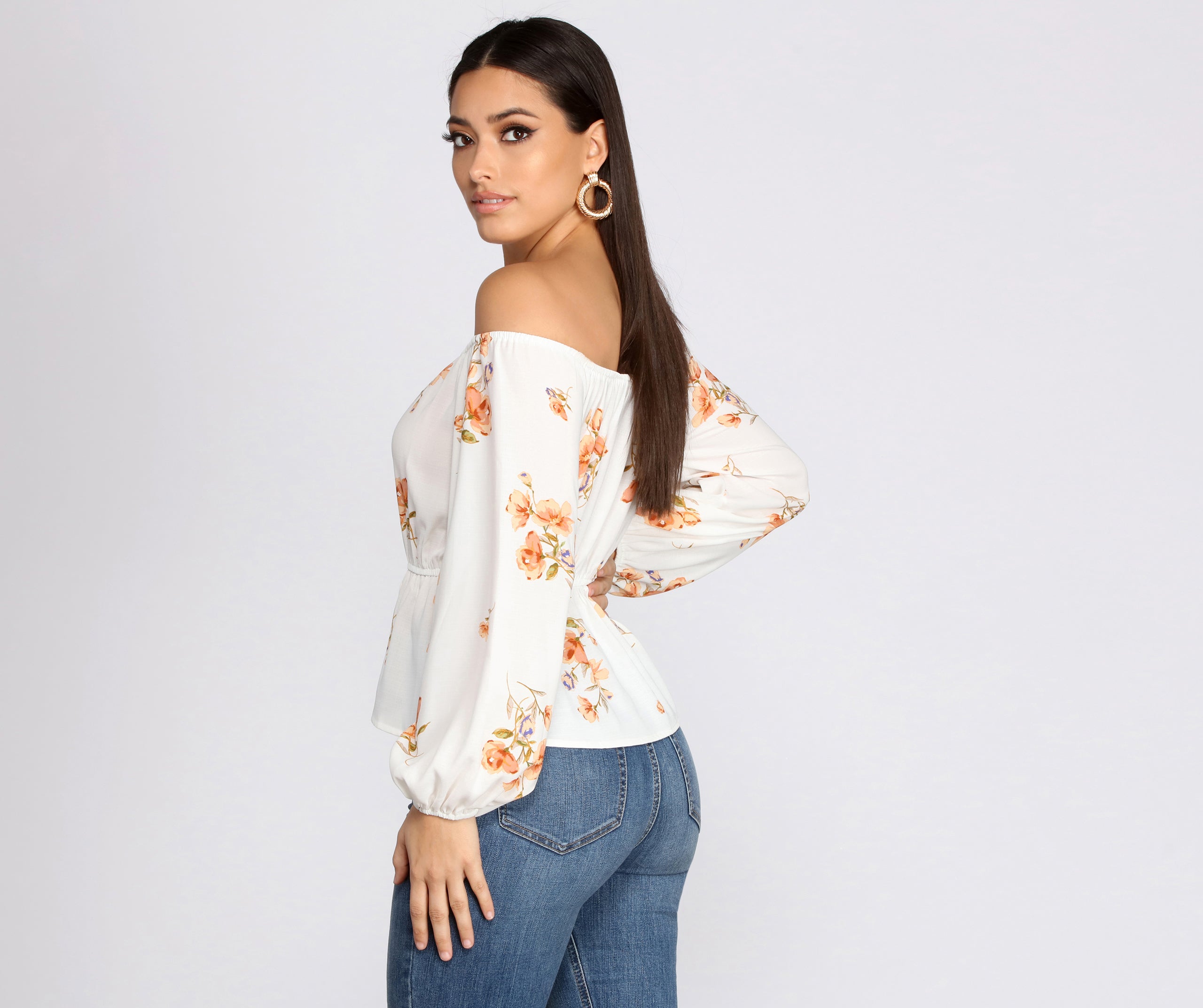 Off The Shoulder Floral Peplum Top