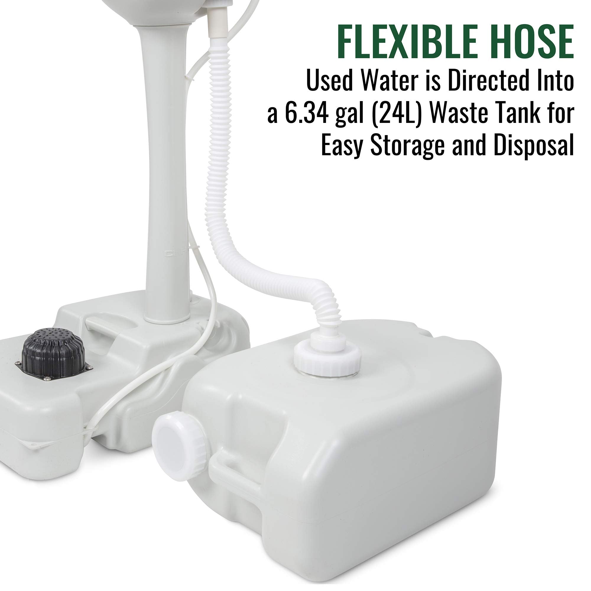 Hike Crew Portable Sink 19.25"x12.9"x33", Outdoor Sink & Hand Washing Station, 19L Water Tank, White