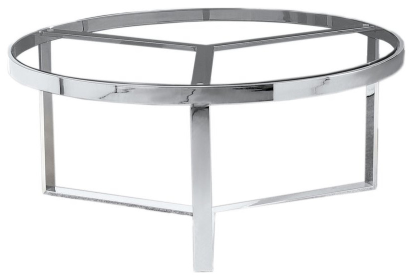 Best Master Furniture 35 quotRound Modern Tempered Glass Coffee Table in Silver   Contemporary   Coffee Tables   by Best Master Furniture  Houzz