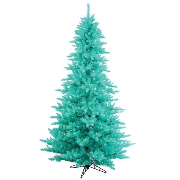 Vickerman Aqua Plastic 3foot Fir Artificial Christmas Tree with 100 Aqua LED Lights