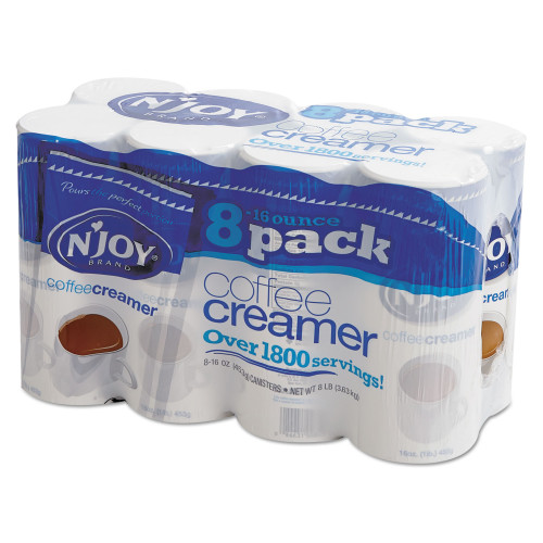 N'Joy Non-Dairy Coffee Creamer， 16 oz Canister， 8/Pack (827783)