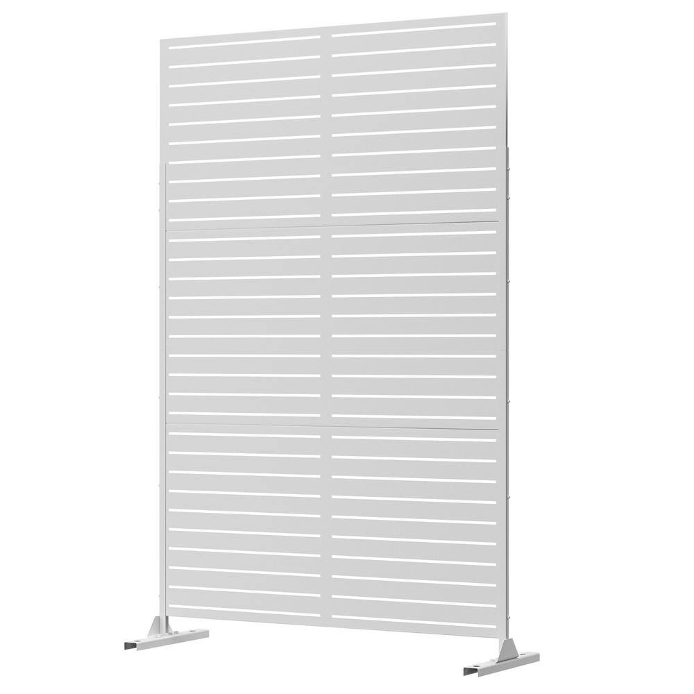 FENCY 76 in. Galvanized Steel Garden Fence Outdoor Privacy Screen Garden Screen Panels Louver Pattern in White A-GE04048