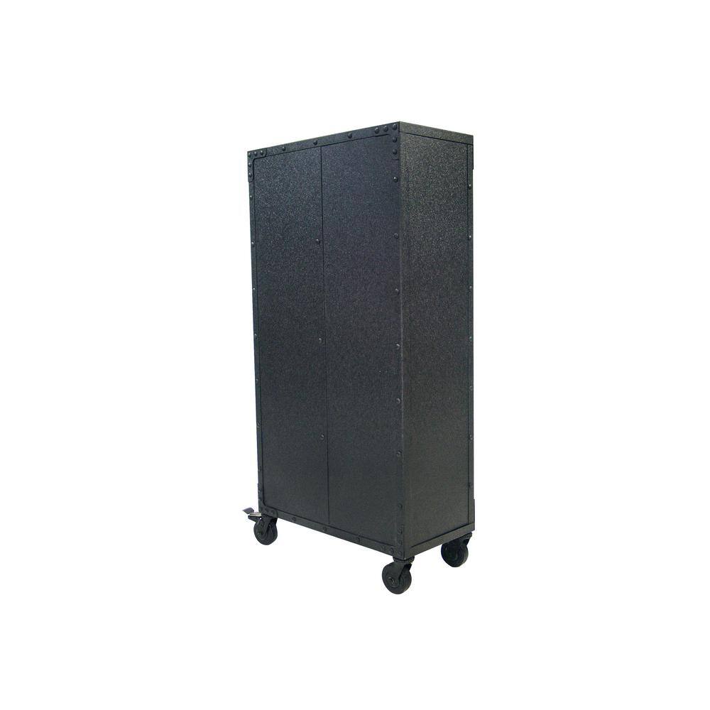 DURAMAX 36 in. Industrial Black Metal with Wood Free Standing Cabinet with Wheels 68010