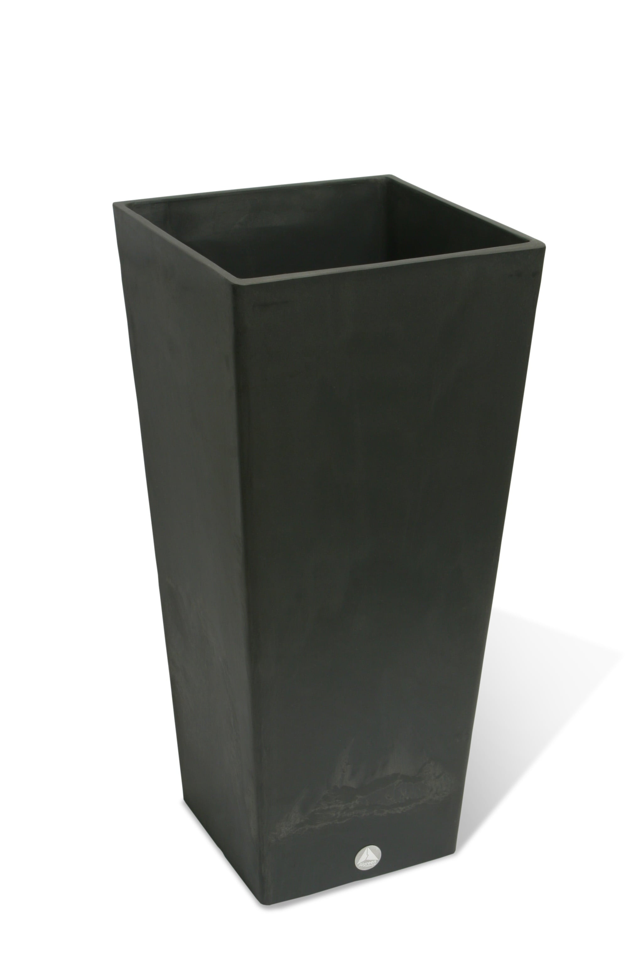 Algreen Valencia Planter, Square Taper Planter with Elevated Plant Shelf, 13-In. by 28-In. Height, Slate