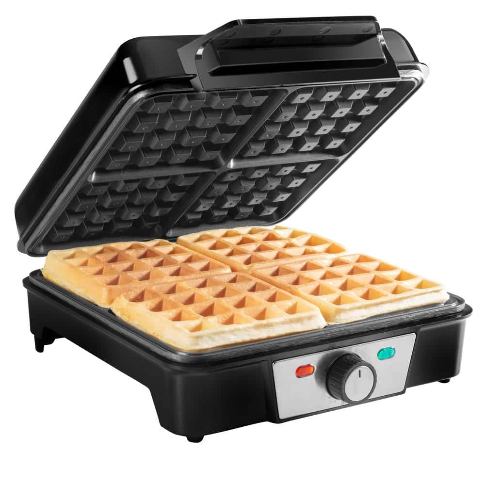 CucinaPro Four Square 4-Slice Stainless Steel Belgian Waffle Maker 1452