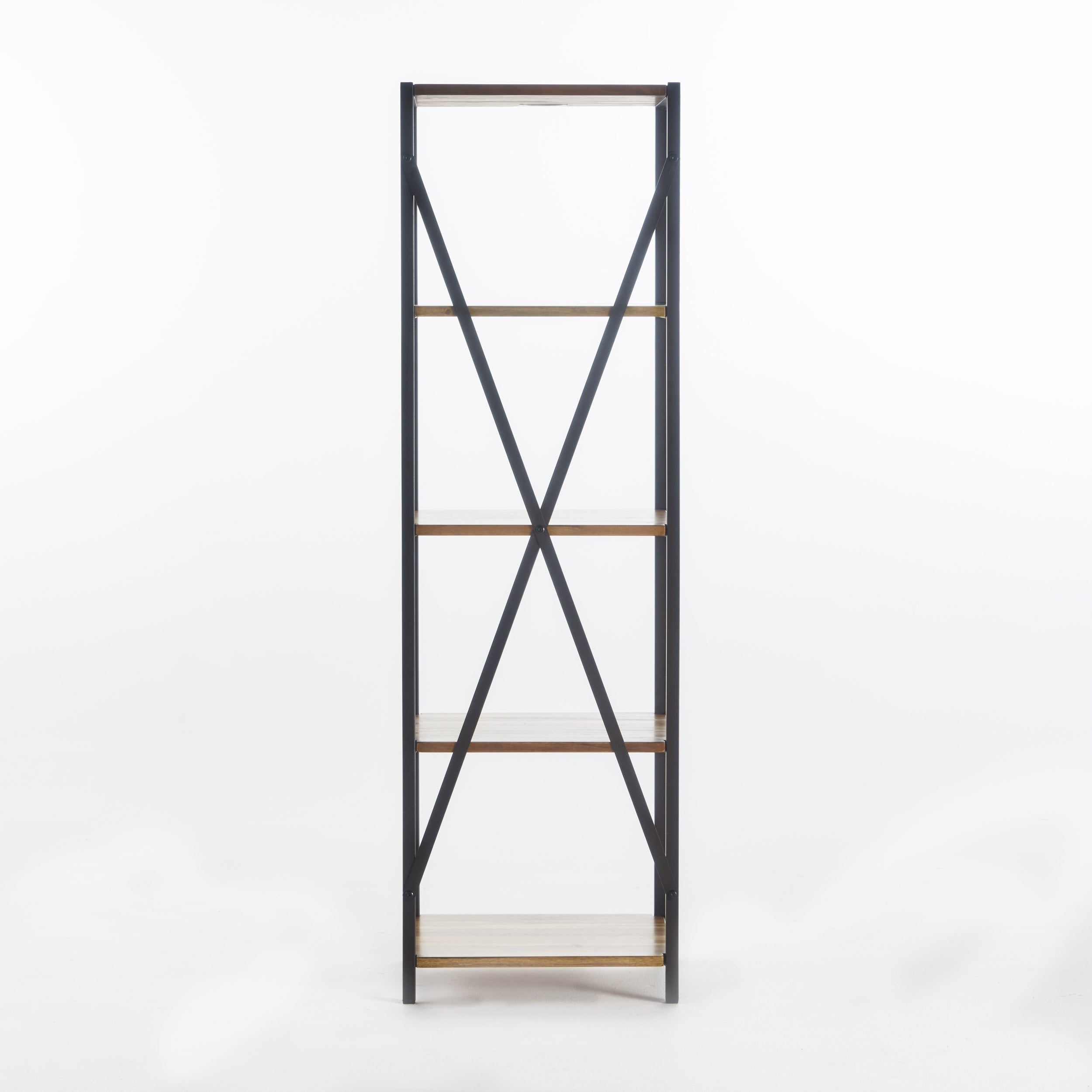 Relee 4 Shelf Wood & Metal Etagere Bookcase