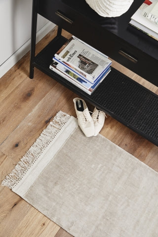 FILUCA Shiny Beige Carpet with Fringe