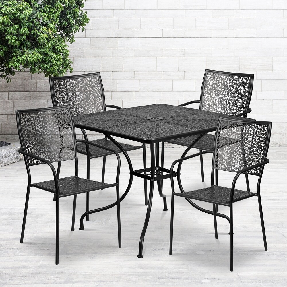 Steel 5 piece 35.5 inch Square Indoor Outdoor Dining Set