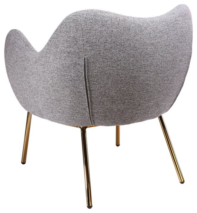 Limari Home Cicero 17 quot Fabric  ampMetal Upholstered Accent Chair in Gray/Gold   Midcentury   Armchairs And Accent Chairs   by Homesquare  Houzz