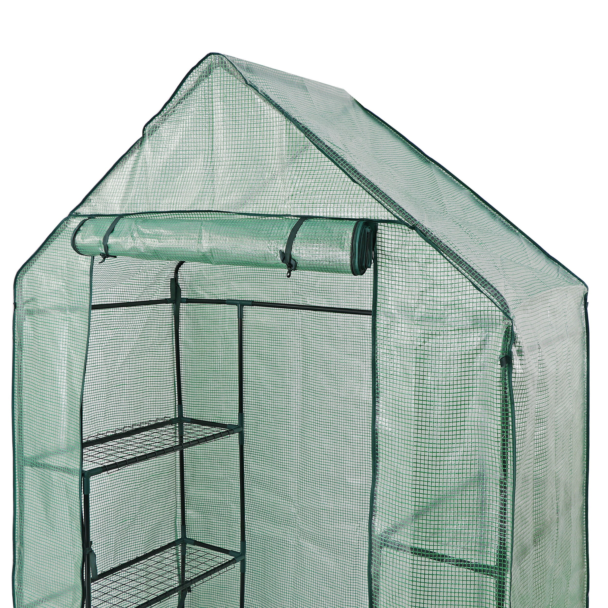 ZenSports 3-Tiers 6-Shelves Mini Walk-in Greenhouse, Indoor Outdoor Portable Plant Gardening Canopy, W/ Roll-up Zipper Entry Door, 56